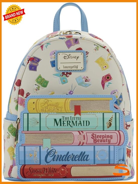 Loungefly Disney Princess Books Mini Backpack Shoulder Bag Purse Faux Leather
